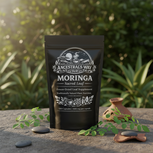 MORINGA — SACRED LEAF Capsules in Black Mylar Bag