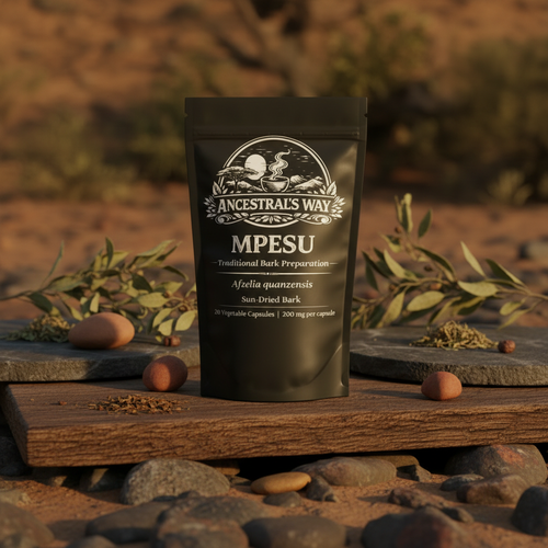Mpesu Herbal Booster Vitality Capsules in Black Mylar Bag